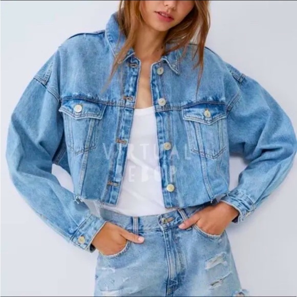 Zara Jackets & Coats Zara Distressed Cropped Denim Jacket Poshmark